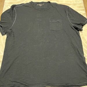 John Varvatos Shirt Mens XXL Pocket Black Short Sleeve Tee  USA STAR Casual